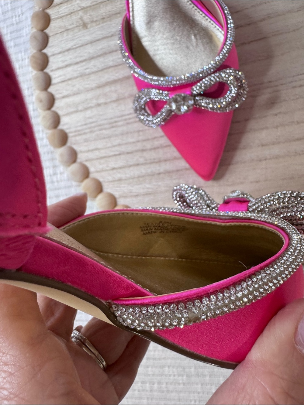 Lilly Pulitzer Ryley Slingback Cerise Pink Rhinestone Bow Kitten Heels 8.5M - Picture 10 of 10